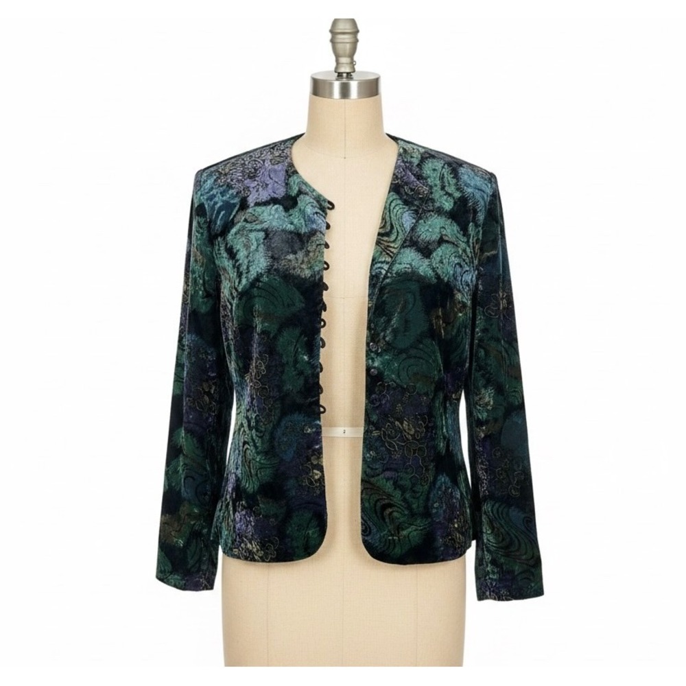 AC Sport Velvet Floral Blazer Jacket Green Purple Size 18W